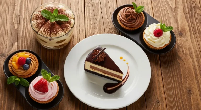 Olive Garden desserts menu featuring tiramisu, mousse cake and dolcini