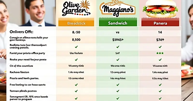 Catering price comparison chart