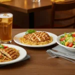 Gluten-free pasta and salad at Olive Garden with allergen guide