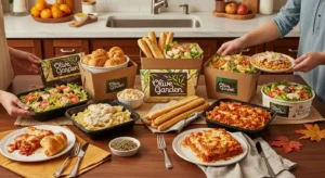 Olive Garden family-style to-go pasta meals with salad and breadsticks