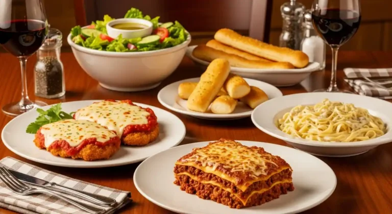 Olive Garden classic entrées with Chicken Parmigiana, Lasagna, and Fettuccine Alfredo